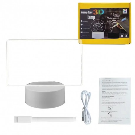 3D Ночник-Доска для заметок с подсветкой и маркером, прямоугольный-2