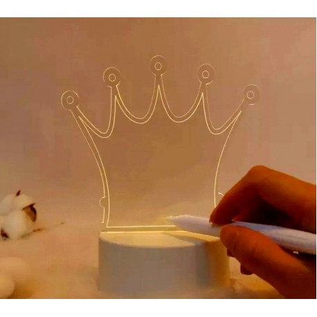 3D Ночник-Доска КОРОНА для заметок с светодиодной подсветкой и маркером  оптом