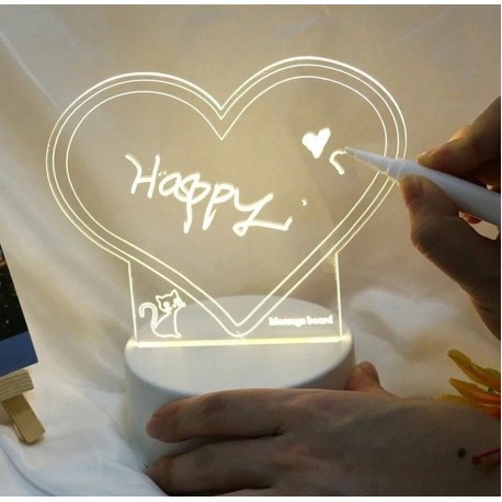 3D Ночник-Доска СЕРДЦЕ для заметок с светодиодной подсветкой и маркером  оптом
