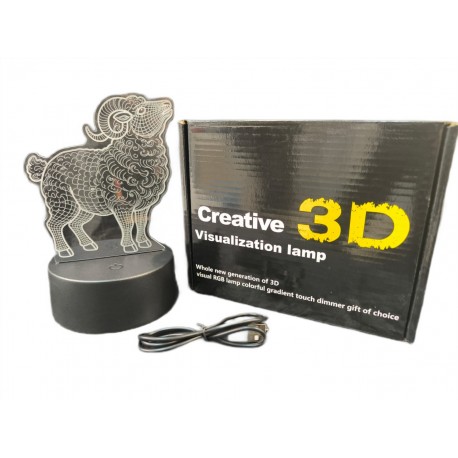 3D Светильник-иллюзия с гравировкой Баран оптом-3