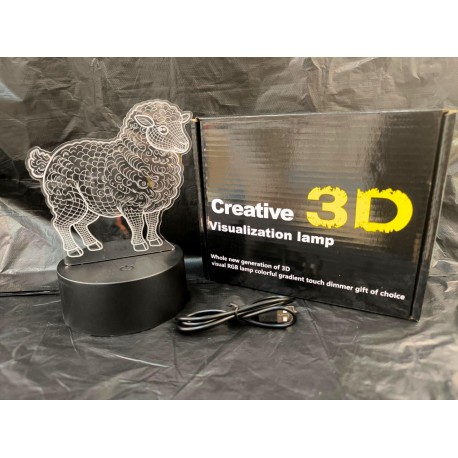 3D Светильник-иллюзия с гравировкой Овечка оптом-3