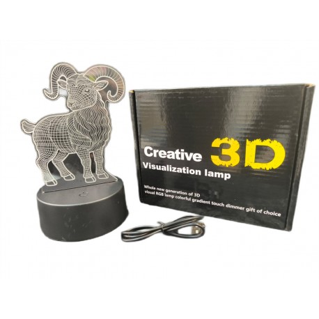 3D Светильник-иллюзия с гравировкой Овен оптом-3