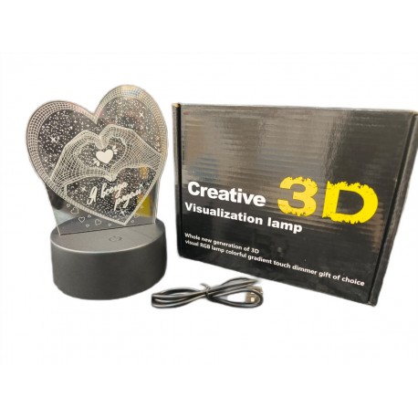 3D Светильник-иллюзия с гравировкой Сердце. Я всегда рядом! оптом-1
