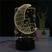3D светильник мишка и луна  3D светильник мишка и луна