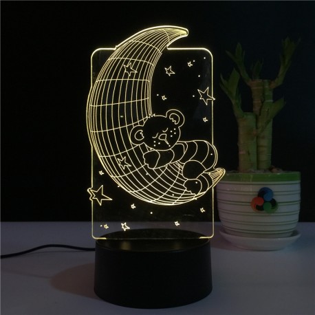 3D светильник мишка и луна  оптом