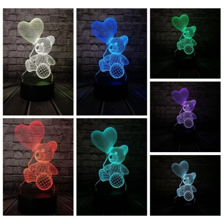 3D светильник Мишка с шариком в форме сердца  оптом-4