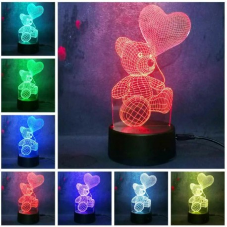 3D светильник Мишка с шариком в форме сердца  оптом-5