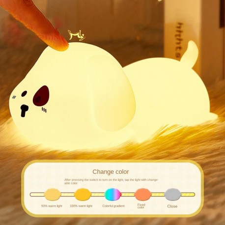 Детский силиконовый 3D ночник SILICONE PATLAMP ЩЕНОК с таймером и USB-зарядкой  оптом-5
