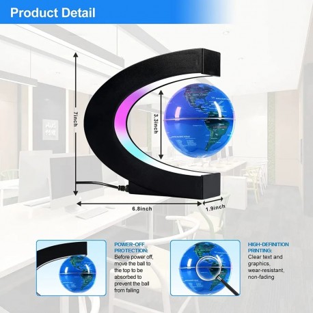 LED Ночник Magnetic levitation globes с RGB подсветкой, оригинальный дизайн диаметр глобуса 10 см  оптом-4