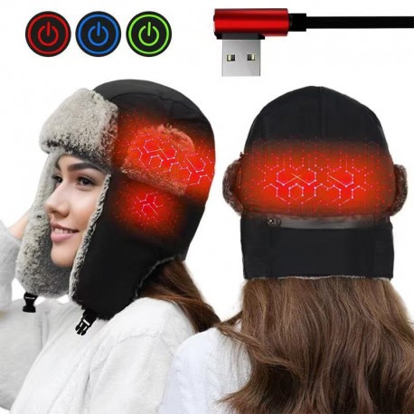 Зимняя электрическая шапка-ушанка Trapper Hat с USB-подогревом оптом-9