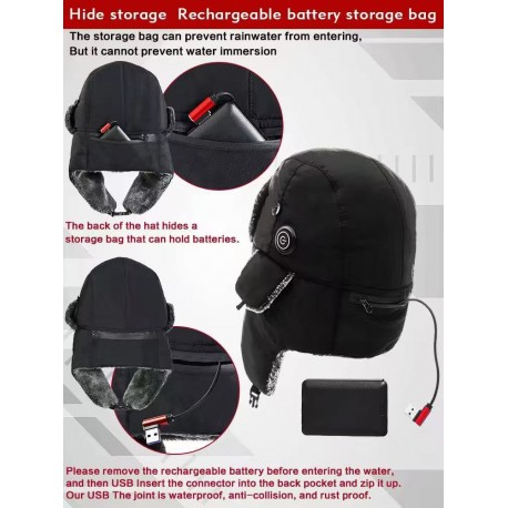 Зимняя электрическая шапка-ушанка Trapper Hat с USB-подогревом оптом-8