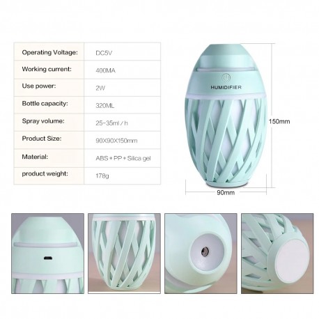 Автомобильный Увлажнитель Воздуха Olive Humidifier масляный диффузор LED холодный туман 320 мл  оптом-6