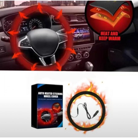 Чехол на руль с подогревом 12В, мягкий плюш, 38 см  оптом-3