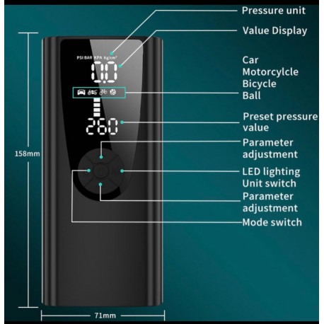 Компрессор автомобильный беспроводной, 8000 мАч, 12 В  оптом-4