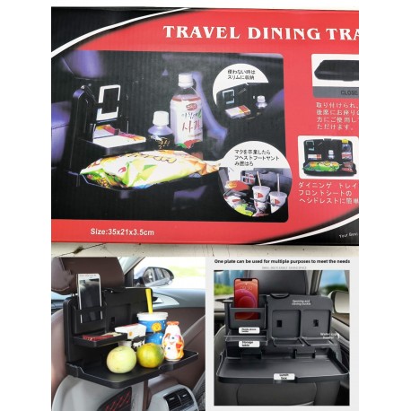 Автомобильный столик-поднос 35 x 21 x 3,5 см с подстаканником на подголовник-5