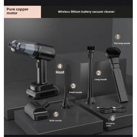 Автомобильный пылесос MD-16 4300Pa с 4 насадками и съемным аккумулятором  оптом-4