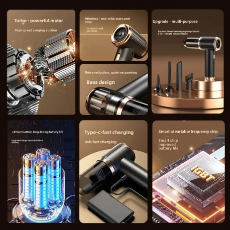 Портативный ручной беспроводной пылесос 5 в 1 XCQ-02 для автомобиля-5