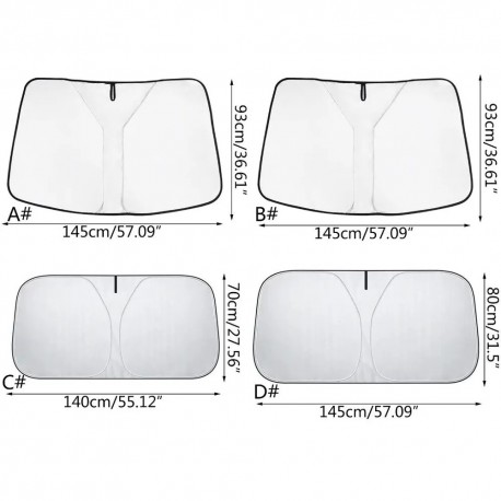 Автомобильный солнцезащитный козырек 140x80 см передний с серебряным покрытием  оптом-2