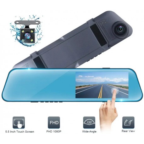 Автомобильное зеркало видеорегистратор с 2 камерами, с LCD дисплеем  оптом-1