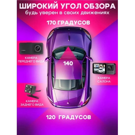 Автомобильный умный видеорегистратор 3 в 1 WIFI и камерой заднего вида  оптом-3