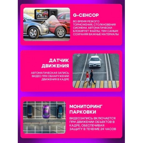 Автомобильный умный видеорегистратор 3 в 1 WIFI и камерой заднего вида  оптом-5