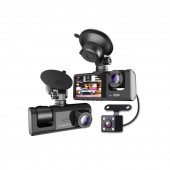 Видеорегистратор TRAFFIC RECORDER Super HD 1296P широкоугольный 3-объективный 
