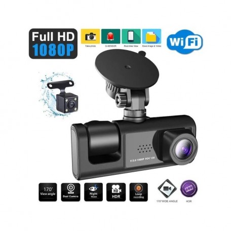 Видеорегистратор TRAFFIC RECORDER Super HD 1296P широкоугольный 3-объективный  оптом-2