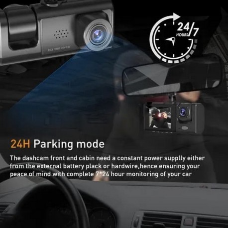 Видеорегистратор TRAFFIC RECORDER Super HD 1296P широкоугольный 3-объективный  оптом-5