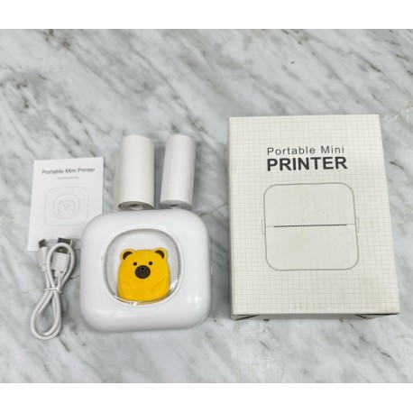 Мини-принтер детский Portable Mini Printer Мишка монохромный-3