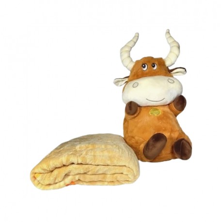 Мягкая игрушка с пледом Бычок трансформер 3 в 1  оптом