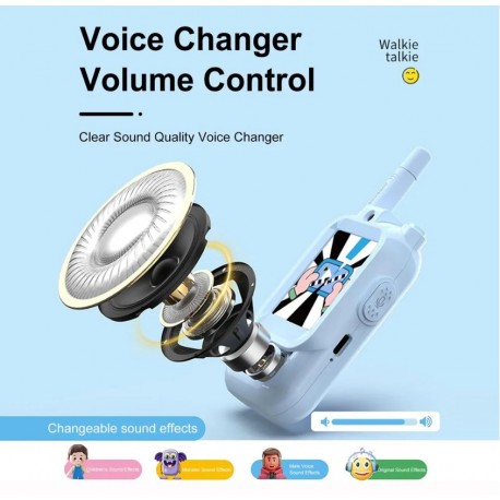 Детские рации набор, экран 2 дюйма, видеопереговорные, с функцией изменения голоса 2 шт-7