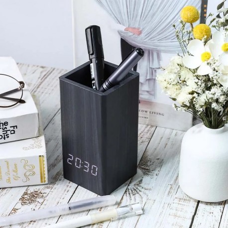 Настольный органайзер для канцелярских принадлежностей с часами  оптом-5