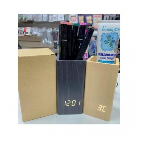 Настольный органайзер для канцелярских принадлежностей с часами  оптом-6