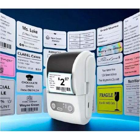 Термопринтер для этикеток беспроводной мини блютуз-3