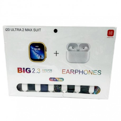 Набор Беспроводные наушники I20 Ultra Max suit-Smart Watch BIG 2.3 10 в 1  оптом