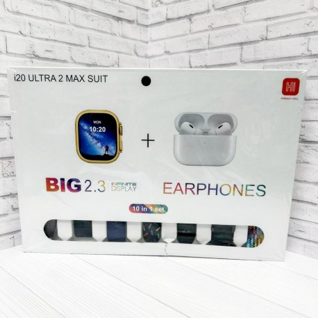 Набор Беспроводные наушники I20 Ultra Max suit-Smart Watch BIG 2.3 10 в 1  оптом-5