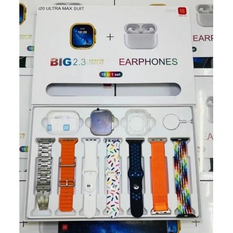 Набор Беспроводные наушники I20 Ultra Max suit-Smart Watch BIG 2.3 10 в 1  оптом-4
