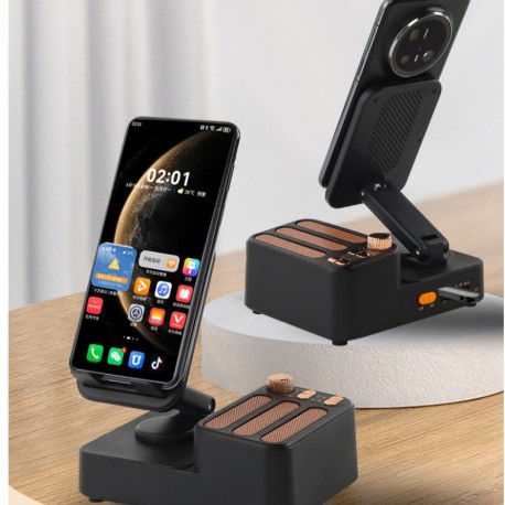 Держатель настольный для телефона F115 WIRELESS 3 в 1 с Bluetooth-динамиком, складной-6