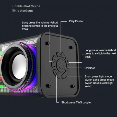 Беспроводная светомузыкальная колонка V8 RGB BT5.3 dual 10W speaker  оптом-6