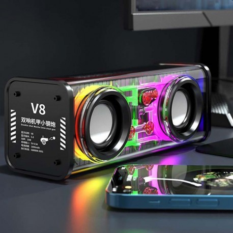 Беспроводная светомузыкальная колонка V8 RGB BT5.3 dual 10W speaker  оптом-7