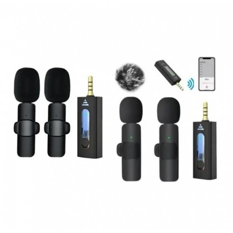 Микрофон беспроводной петличный черный конденсаторный K35 2 микрофона  оптом-1