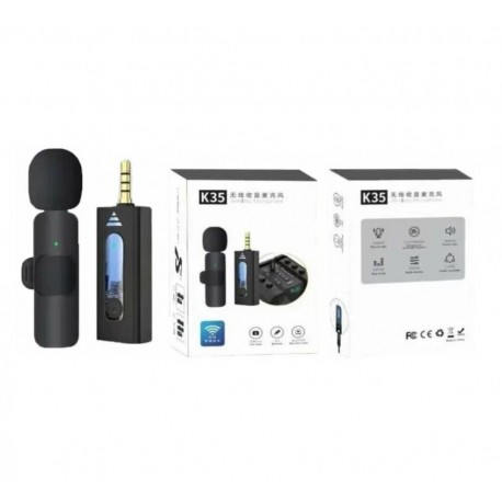 Микрофон беспроводной петличный черный конденсаторный K35 2 микрофона  оптом