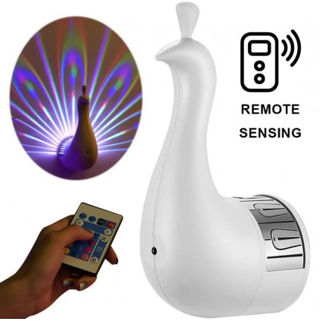 Ночник-Проектор ПАВЛИН LED Peacock Projection Lamp Remote Control Night Light-3