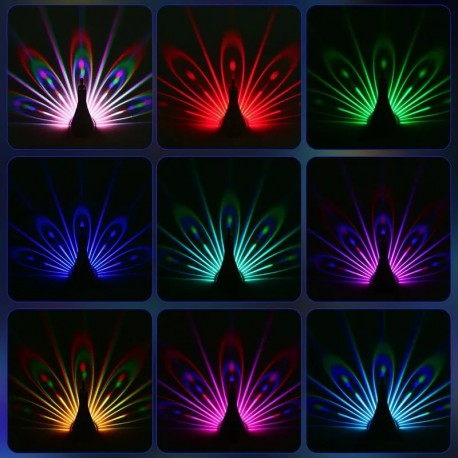 Ночник-Проектор ПАВЛИН LED Peacock Projection Lamp Remote Control Night Light-8