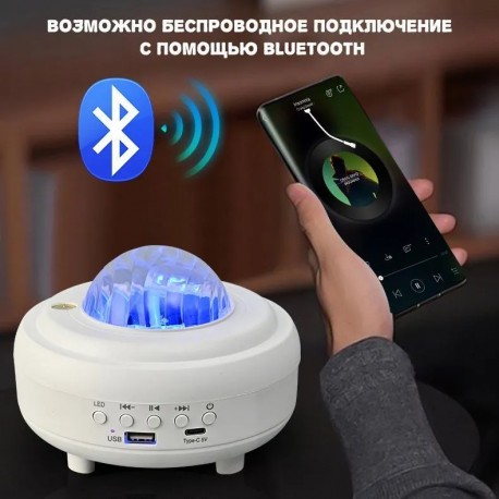 Проектор-Ночник Северное сияние Лунные огни с Bluetooth колонкой и MP3 плеером  оптом-8