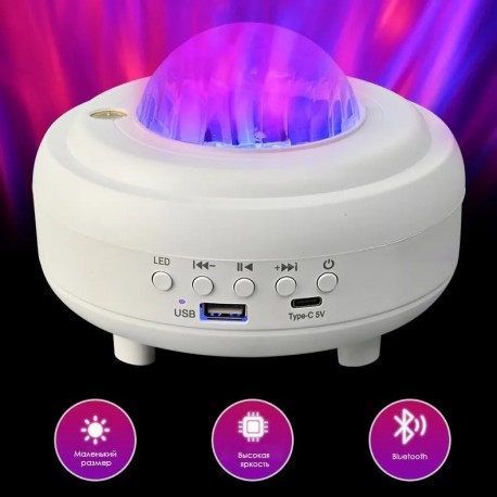 Проектор-Ночник Северное сияние Лунные огни с Bluetooth колонкой и MP3 плеером  оптом-9