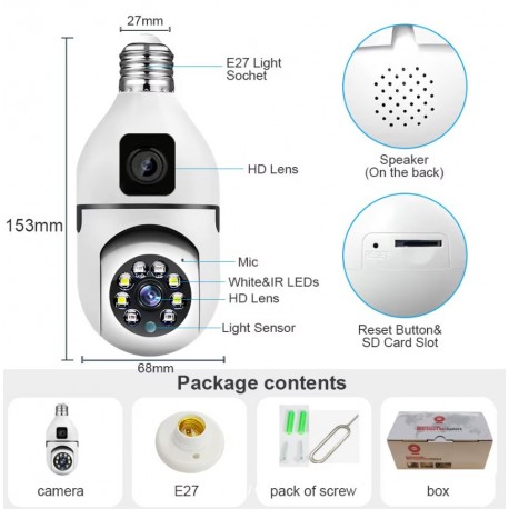 V380 Wi-Fi IP-камера с двумя объективами 1080P  оптом-2