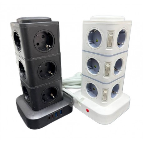 Сетевой фильтр CCL YING Башта 2500Вт 250В длина провода 2 м, 12 евророзеток