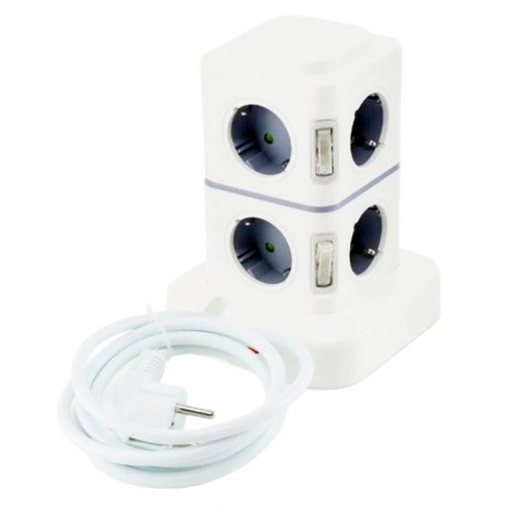 Сетевой фильтр CCL YING Башта 2500Вт 250В длина провода 2 м, 8 евророзеток