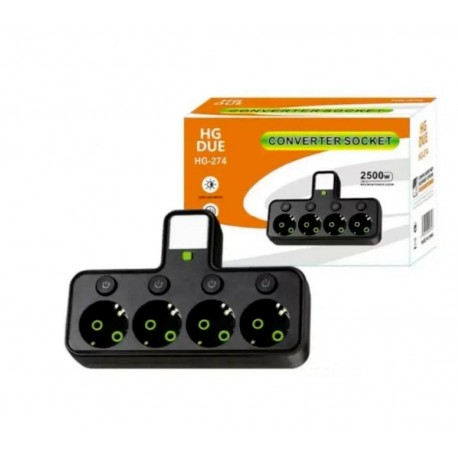 Сетевой фильтр HG DUE CONVERTER SOCKET HG-274 MAX POWER 2500W 4 розетки-1